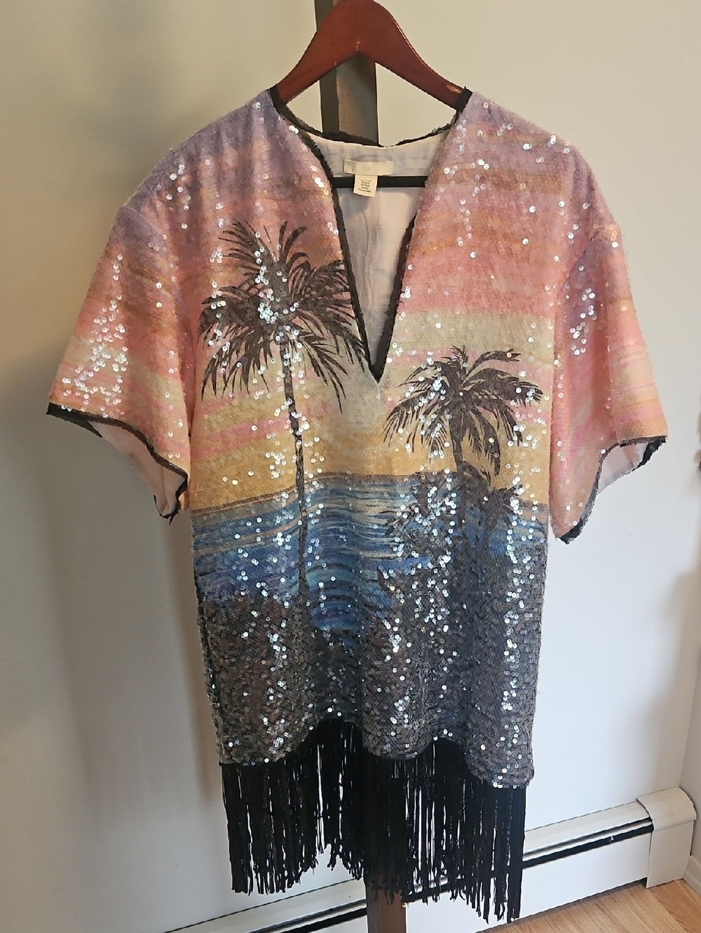 H&M Womens Pink Sequin Top/Dress with Skirt Size XS/S